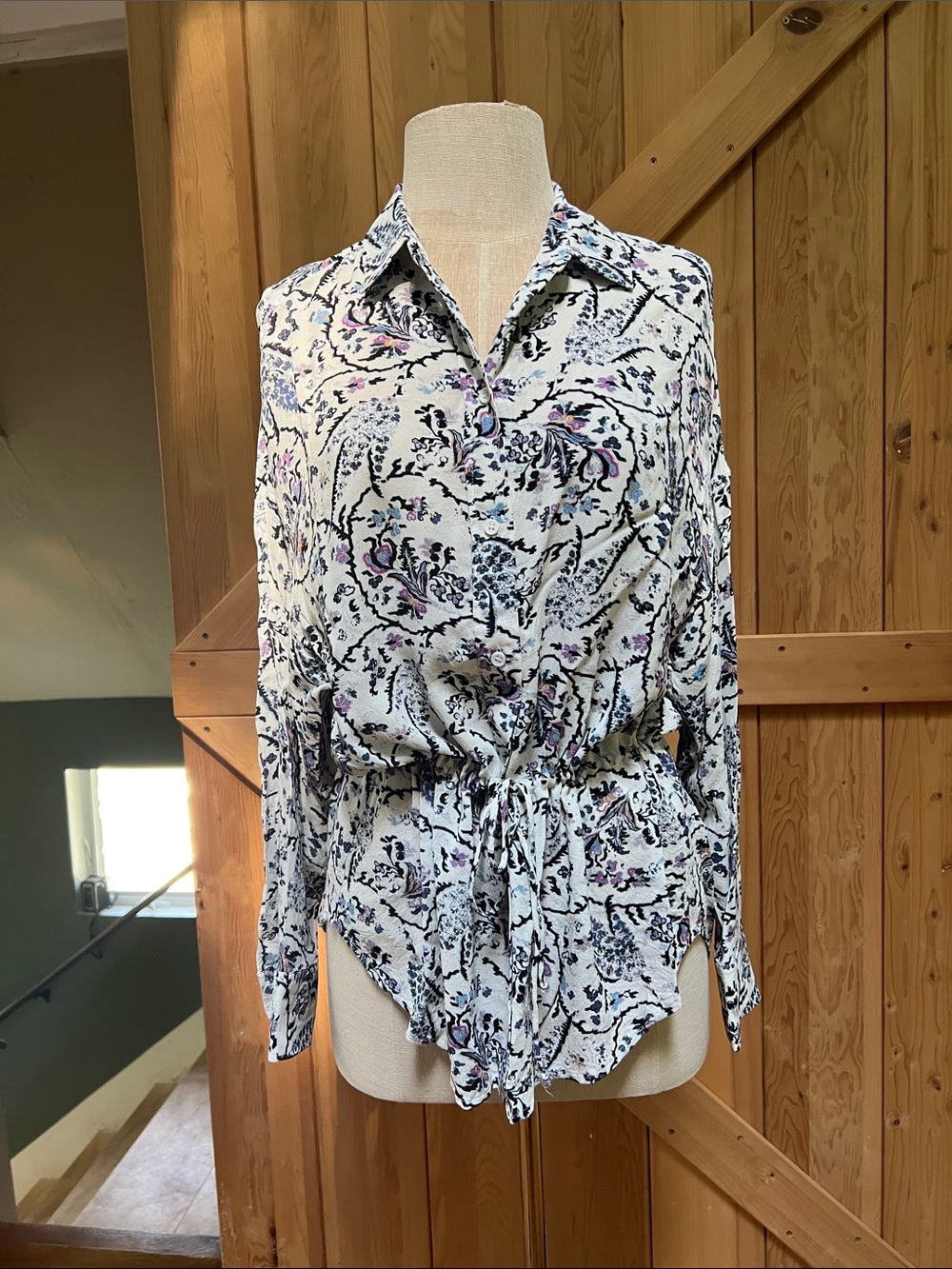 Like new IRO blouse with draw-string waist size 36- fits like 4-6